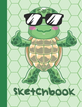 Paperback Sketchbook: Cute Blank Notebook for Sketching and Picture Space with Funny Sea Turtle, Unlined Paper Book for Drawing, Journaling Book