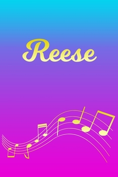 Reese: Sheet Music Note Manuscript Notebook Paper | Pink Blue Gold  Personalized Letter R Initial Custom First Name Cover | Musician Composer ... Notepad Notation Guide | Compose Write Songs