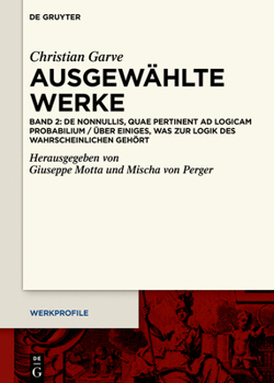 Hardcover de Nonnullis, Quae Pertinent AD Logicam Probabilium / Über Einiges, Was Zur Logik Des Wahrscheinlichen Gehört [German] Book