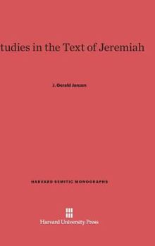 Hardcover Studies in the Text of Jeremiah Book