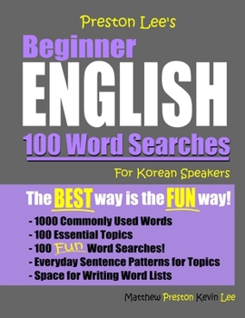 Paperback Preston Lee's Beginner English 100 Words Searches For Korean Speakers Book