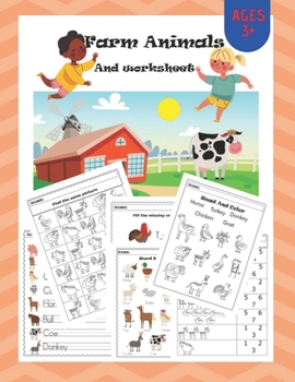 Paperback Farm Animals: Tracing, Counting, Coloring, Reading Practice workbook for Pre K, Kindergarten and Kids Ages 3-6 activity books Book