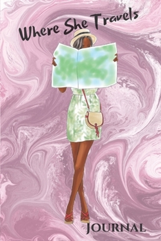Where She Travels - (6x9 lined journal purple marble cover)