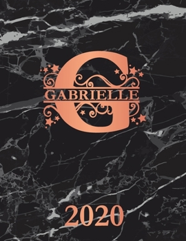 Gabrielle: 2020. Personalized Name Weekly Planner 2020. Monogram Letter G Notebook Planner. Black Marble & Rose Gold Cover. Datebook Calendar Schedule