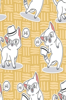 Notizbuch Hipster Cat with Hat: niedliches Notizbuch modernes und auff�lliges Notizbuch kariert 120 karierte Seiten Din A5 perfekt als Notizheft, Tagebuch und Journal Geschenk mit Katze