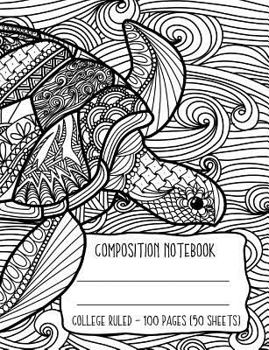 Composition Notebook : Sea Turtle Ocean Waves Coloring Book Style Cover