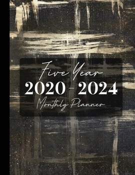 2020-2024 Five Year Monthly Planner: 60 Monthly Calendars with Monthly Focus, Goals, and To-Do List, Black and Gold