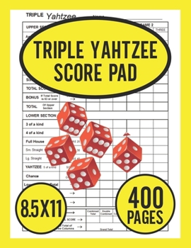 Paperback Triple Yahtzee Score Pad: Score Pads For Triple Yahtzee Game Book
