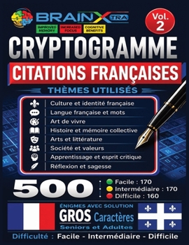 Paperback Cryptogrammes en français à thèmes variés VOL 2: Exercice de logique et de déduction, Jeux de lettres pour décoder la pensée, stimuler l'esprit et se [French] Book
