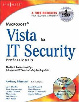 Paperback Microsoft Vista for IT Security Professionals [With CDROM] Book