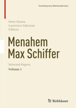 Paperback Menahem Max Schiffer: Selected Papers Volume 1 Book