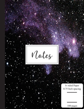 Notes: Low Vision Notebook | 0.75 Inch LV Ruled Paper | Full Size Bold Large Print Lined | Page Numbers | Victoria Lilac Cover