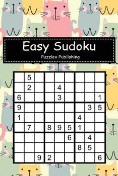 Paperback Easy Sudoku: Sudoku Puzzle Game For Beginers With Cute fat cat seamless pattern cover Book