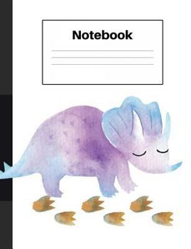 Paperback Notebook: Dinosaur Triceratops, Foot Prints, Graph Paper 4x4, Notebook Home Office School Student Teacher Homeschool, 7.4 x 9.7 Book