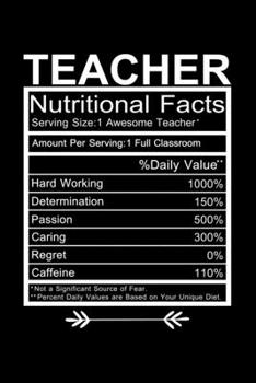 Paperback Teacher Nutritional Facts: Awesome Teacher Journal Notebook - Planner, Inspiring sayings from Students, Teacher Funny Gifts Appreciation/Retireme Book