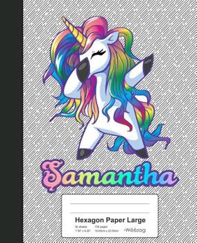 Paperback Hexagon Paper Large: SAMANTHA Unicorn Rainbow Notebook Book