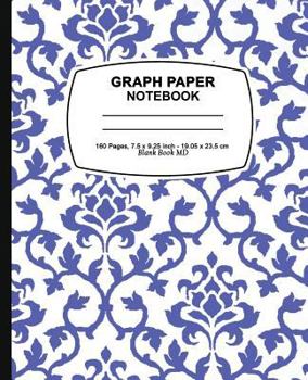 Paperback graph paper composition book: Purple Damask Design,Graph Paper Notebook and Conversion Chart, 7.5 x 9.25, 160 Pages For for School / Teacher / Office / Student Composition Book
