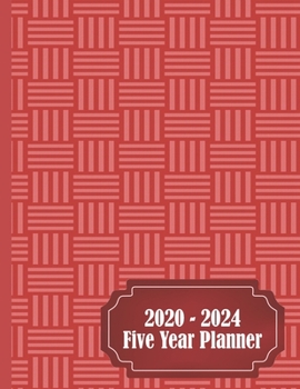 Paperback 2020 - 2024 Five Year Planner: Red Hand Weave Agenda Planner For The Next Five Years. African Ankara Monthly Schedule Organizer Book