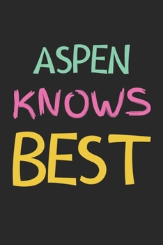 Aspen Knows Best: Lined Journal, 120 Pages, 6 x 9, Aspen Personalized Name Notebook Gift Idea, Black Matte Finish (Aspen Knows Best Journal)
