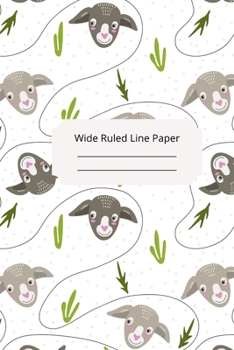 Cute Baby Sheep Theme Wide Ruled Line Paper