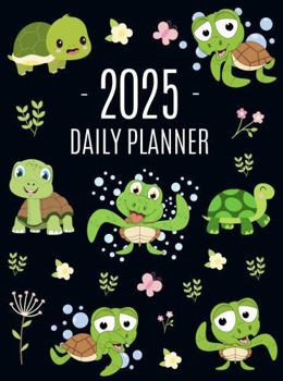 Paperback Turtle Planner 2025: Cute Tortoise Organizer: January-December (12 Months) Beautiful Agenda With Green Reptile Animal, Butterflies & Flowers Book