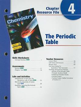 Paperback Holt Chemistry Chapter 4 Resource File: The Periodic Table Book