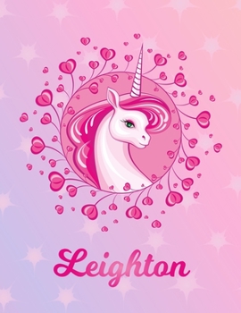 Leighton: Unicorn Sheet Music Note Manuscript Notebook Paper Magical Horse Personalized Letter L Initial Custom First Name Cover Musician Composer Instrument Composition Book 12 Staves a Page Staff Li