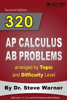 Paperback 320 AP Calculus AB Problems arranged by Topic and Difficulty Level: 160 Test Questions with Solutions, 160 Additional Questions with Answers Book
