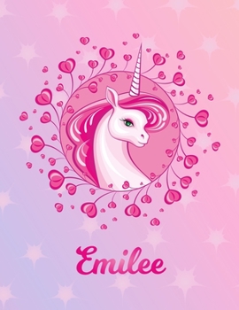 Paperback Emilee: Unicorn Sheet Music Note Manuscript Notebook Paper - Magical Horse Personalized Letter R Initial Custom First Name Cov Book