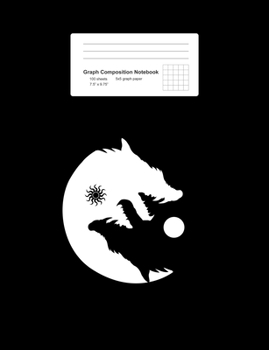 Graph Composition Notebook: Math, Physics, Science Exercise Book - Wolf Yin Yang Sun Moon Vintage Harmony Balance Life Gift - Black 5x5 Graph Paper - Back To School Gift For Kids, Teens, Boys, Girls -