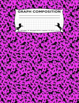 Paperback Graph Composition: Unicorns All Over Hot Pink Marble 4x4 Graph Composition Notebook 8.5 by 11 in 150 pages for boys, girls, kids, student Book