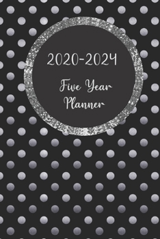 Paperback 2020-2024 Five Year Planner: Dots On Black Pocket Planner Monthly Agenda January 2020 To December 2024 60 Months Calendar Schedule Organizer Book