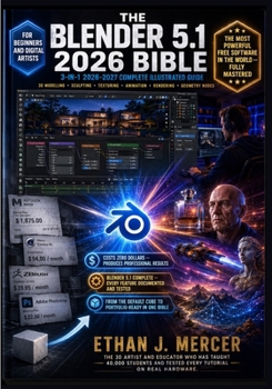 Paperback The Blender 5.1 2026 Bible: 3-in-1 Illustrated Guide to 3D Modelling, Sculpting, Texturing, Animation, Geometry Nodes, Lighting, Rendering and Composi Book