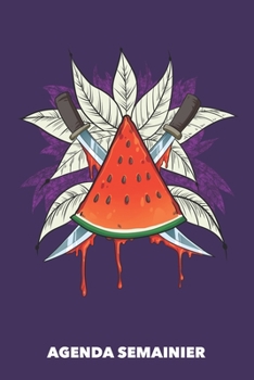 Agenda Semainier: Tranche de melon A5 manuscrit florale - Carnet hebdomadaire 52 semaines pour les gens à la mode (violet) (French Edition)