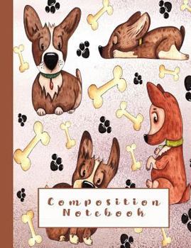 Paperback Composition Notebook: Composition Notebook for Animal Lovers - Wide Ruled 7.44 X 9.69 - Glittery Punk Background with Dog Print Book