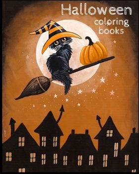 Paperback Halloween coloring book: Witches, Ghost, Bats and more Book