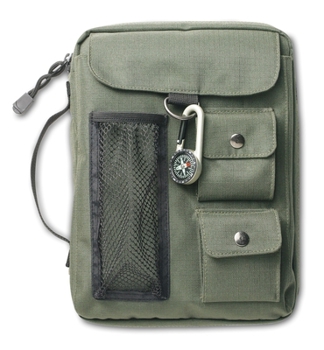 Misc. Compass Bible Cover, Zippered, with Handle, Nylon, Green, Large Book