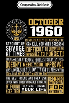 Composition Notebook: Born October Libra 1960 birthday gifts Premium Journal/Notebook Blank Lined Ruled 6x9 100 Pages