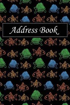 Paperback Address Book: Alphabetical Index with Fish and Turtle Seamless Pattern Cover Book