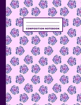 Paperback Composition Notebook: Purple Echeveria Succulent Pattern Cover Design - Wide Ruled - 120 Blank Lined Pages - 8.5" X 11" - Matte Finished Sof Book