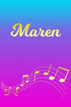 Maren: Sheet Music Note Manuscript Notebook Paper | Pink Blue Gold  Personalized Letter M Initial Custom First Name Cover | Musician Composer ... Notepad Notation Guide | Compose Write Songs