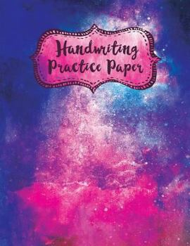 Paperback Handwriting Practice Paper: Watercolor Blue Pink Water Cursive Lettering Book