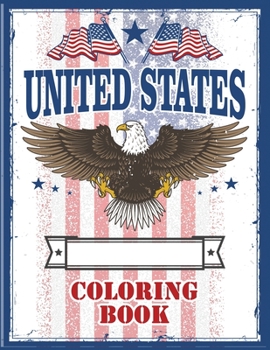 Paperback United States Coloring Book: Fifty State Maps Trace with Capitals and Flags, Educational Workbook, Activity Coloring Book