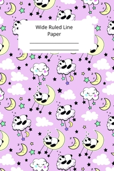 Cute Baby Panda Theme Wide Ruled Line Paper