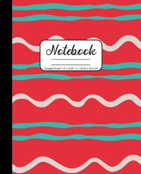 Notebook College Ruled 7.5” x 9.25” in / 19.05 x 23.5 cm: Composition Book, Winter Green and White Christmas Ornament Design on Red Cover, C771