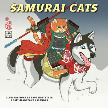 Gladstone Media Samurai Cats 2027 Square Wall Calendar – 16-Month Calendar, Playful Samurai-Themed Cat Artwork, Monthly Square Wall Calendar, 12? × 12?, Gift