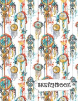 Sketchbook: Red Yellow Blue Splattered Dream Catcher Fun Framed Drawing Paper Notebook