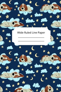Cute Sleep Dog Theme Wide Ruled Line Paper