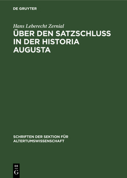 Hardcover Über Den Satzschluss in Der Historia Augusta [German] Book