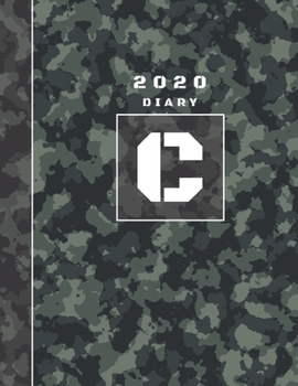 Paperback Personalised 2020 Diary Week To View Planner: A4 Letter C Block Green And Black Camo Camouflage Organiser And Planner For The Year Ahead, School, Busi Book